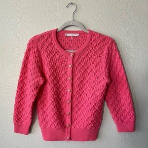 Trina Turk Pink Button Down 3/4 Sleeves Cardigan 100% Merino Wool Women’s Size M